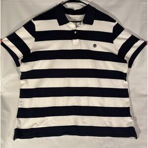 Timberland Polo Regular Fit Men's XL/TG Navy White Striped Short Sleeve Cotton